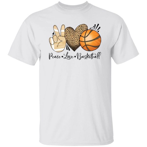 Basketball Shirt, Peace Love Basketball Leopard Shirt