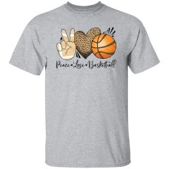 Basketball Shirt, Peace Love Basketball Leopard Shirt