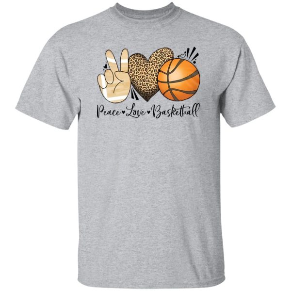 Basketball Shirt, Peace Love Basketball Leopard Shirt