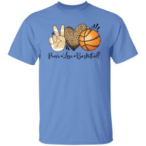 Basketball Shirt, Peace Love Basketball Leopard Shirt