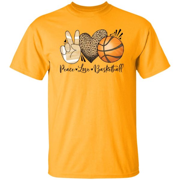 Basketball Shirt, Peace Love Basketball Leopard Shirt