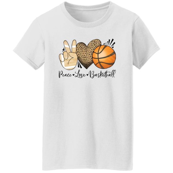 Basketball Shirt, Peace Love Basketball Leopard Shirt