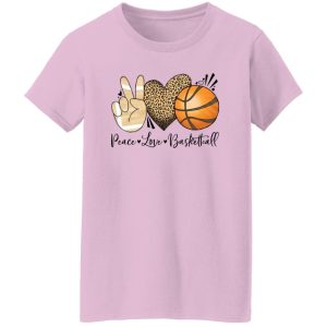 Basketball Shirt, Peace Love Basketball Leopard Shirt