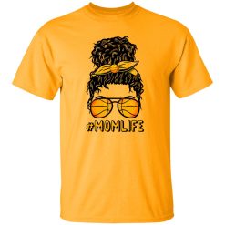 Basketball Mom Shirt, Mom Life Messy Bun Girl With Basketball Glasses Shirt