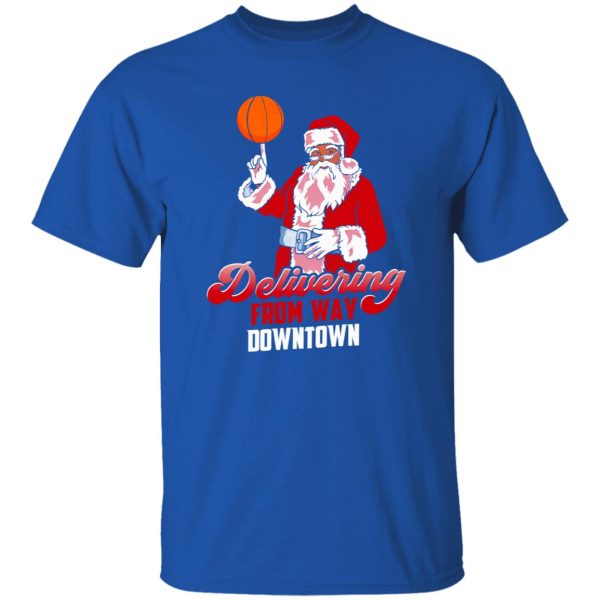 Delivering From Way Downtown Santa Claus Play Basketball Shirt