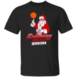 Delivering From Way Downtown Santa Claus Play Basketball Shirt