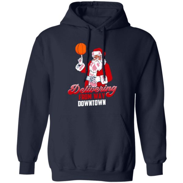 Delivering From Way Downtown Santa Claus Play Basketball Shirt