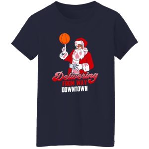 Delivering From Way Downtown Santa Claus Play Basketball Shirt