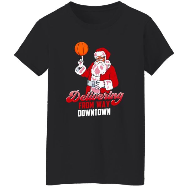 Delivering From Way Downtown Santa Claus Play Basketball Shirt