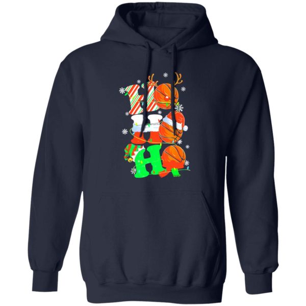 Ho Ho Ho Basketball With Santa Hat And Reindeer Horns for Christmas Shirt