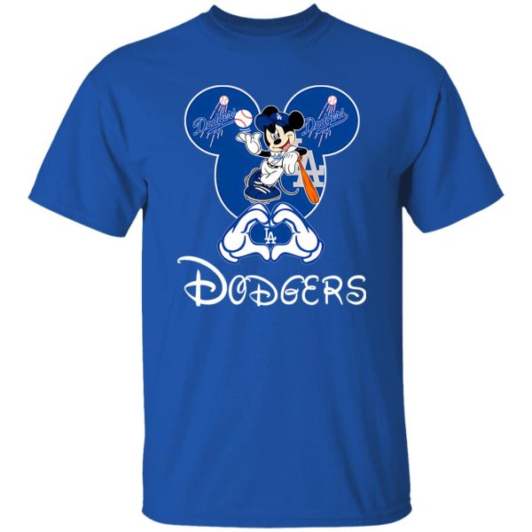 Disney Mickey Mouse Loves Los Angeles Dodgers Heart Shirt