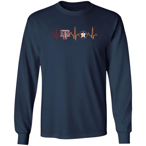 Love Texas A&M Rugby Team And Houston Astros Baseball Team Heartbeat Shirt