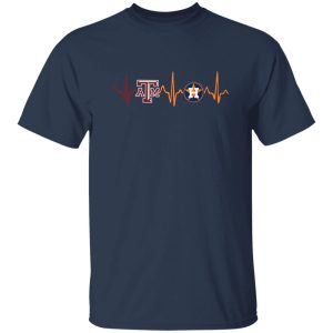 Love Texas A&M Rugby Team And Houston Astros Baseball Team Heartbeat Shirt