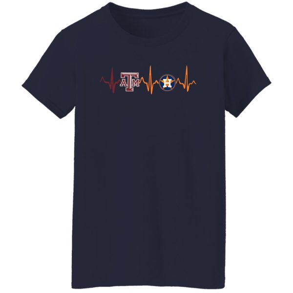 Love Texas A&M Rugby Team And Houston Astros Baseball Team Heartbeat Shirt