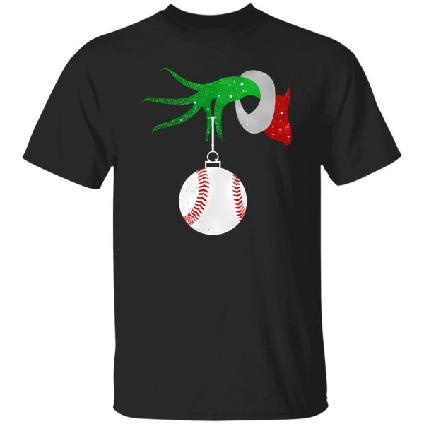 Grinch Hand Holding Baseball Ball Christmas Shirt