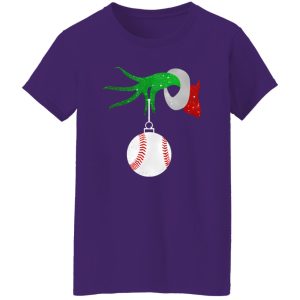 Grinch Hand Holding Baseball Ball Christmas Shirt