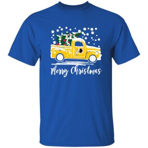 Vintage Car Carrying Christmas Tree Washington Redskins Merry Christmas Shirt