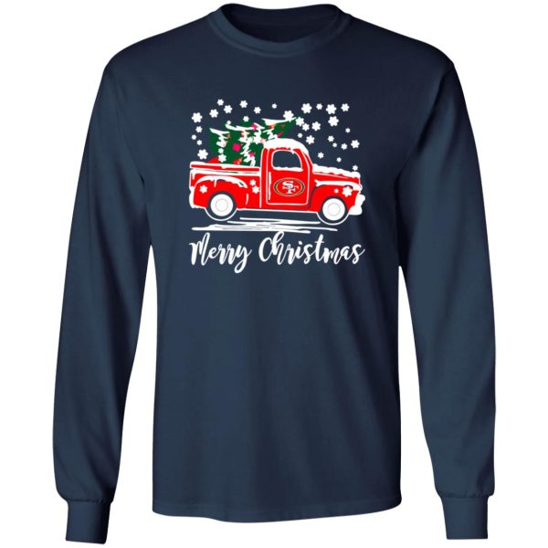 Vintage Car Carrying Christmas Tree San Francisco 49ers Merry Christmas Shirt