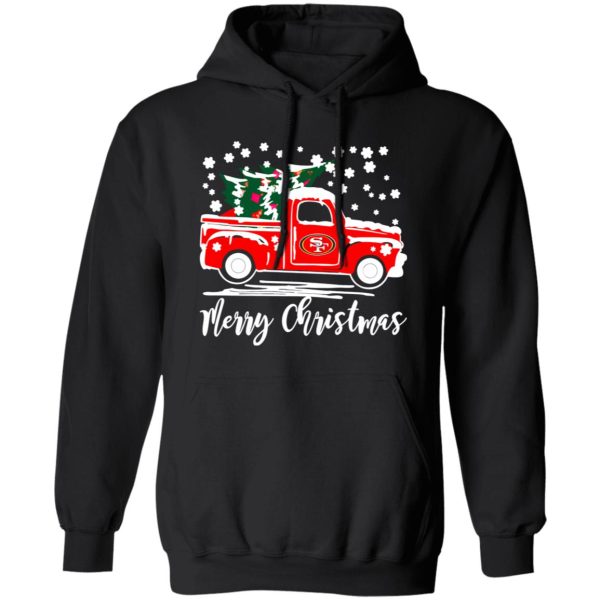 Vintage Car Carrying Christmas Tree San Francisco 49ers Merry Christmas Shirt