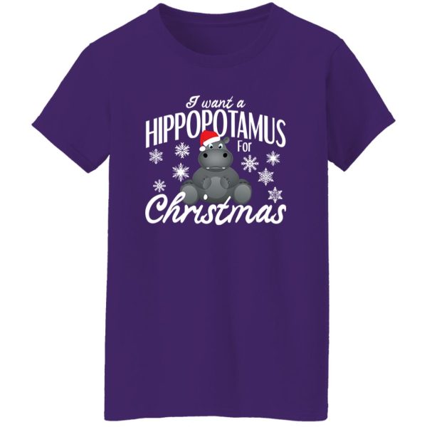 I Want A Hippopotamus For Christmas Xmas Hippo Lover Shirt