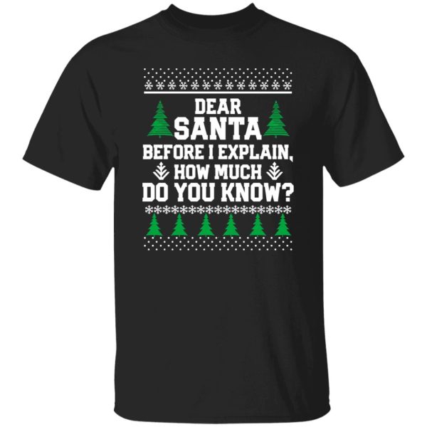 Dear Santa Before I Explain How Much Do You Know Funny Ugly Christmas Shirt