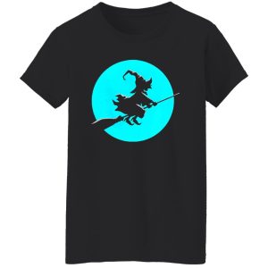 Beautiful Witch On Broom With Full Moon Gift For Halloween Costume Shirt