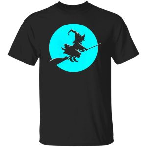 Beautiful Witch On Broom With Full Moon Gift For Halloween Costume Shirt