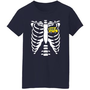 Bus Driver Halloween Costume Skeleton Bone Rib Dad Tee Shirt