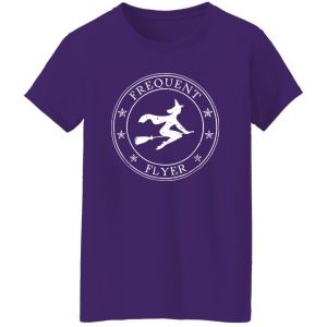 Frequent Flyer Witch on Broom Halloween Shirt