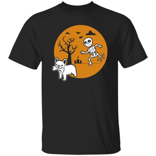 French Bulldog Dog Skeleton Bone Halloween Costume Sunset Shirt