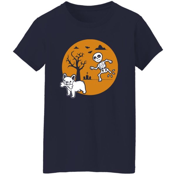 French Bulldog Dog Skeleton Bone Halloween Costume Sunset Shirt