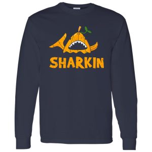 Cartoon Halloween Shark Sharkin Pumpkin Joke Shirt