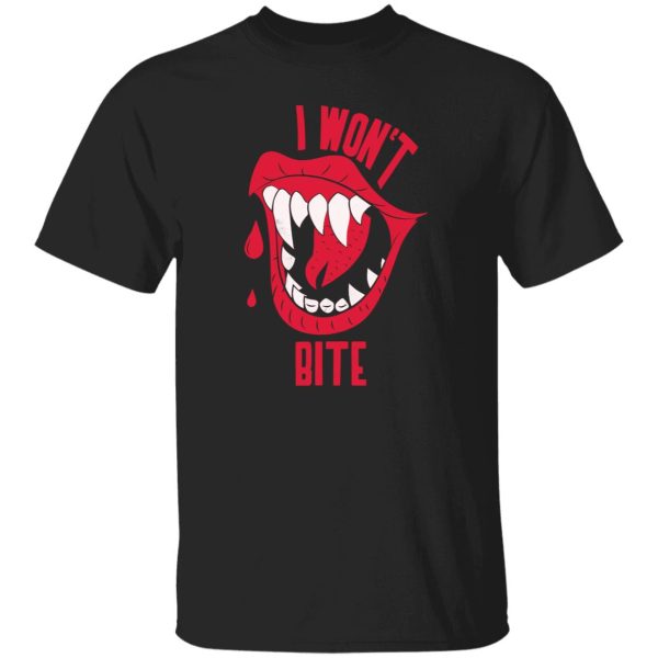 Beautiful Halloweens I Won’t Bite Red Lipss Scary Vampire Shirt