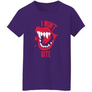 Beautiful Halloweens I Won’t Bite Red Lipss Scary Vampire Shirt