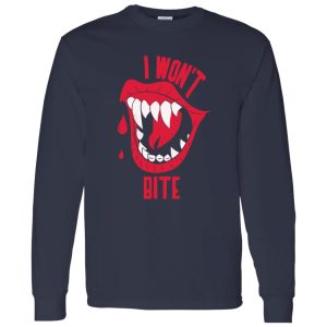 Beautiful Halloweens I Won’t Bite Red Lipss Scary Vampire Shirt