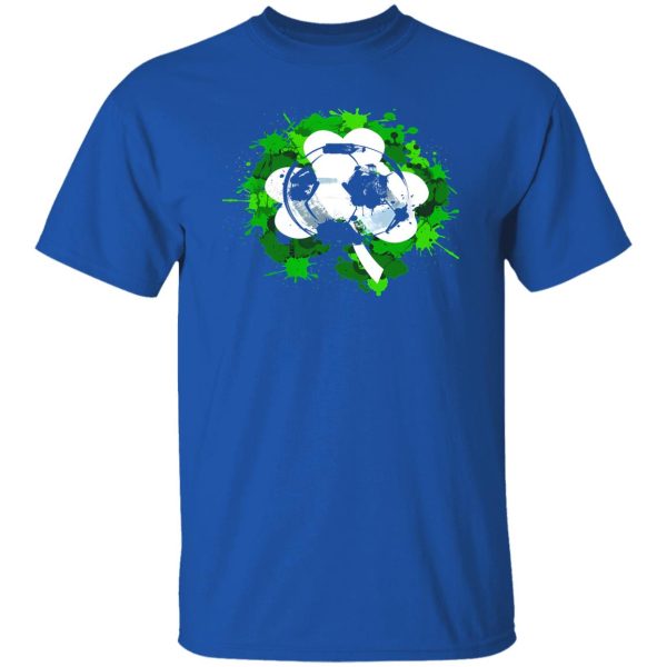 Green Splashes with Shamrock Leave and Soccer Ball for Football Lover Shirt