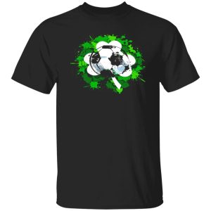 Green Splashes with Shamrock Leave and Soccer Ball for Football Lover Shirt