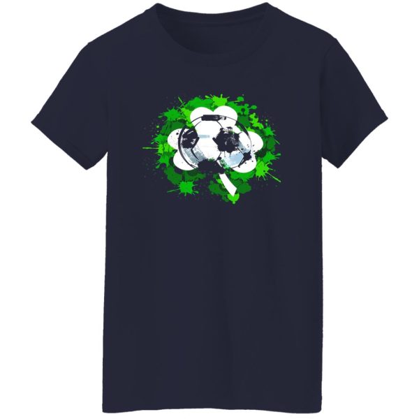 Green Splashes with Shamrock Leave and Soccer Ball for Football Lover Shirt