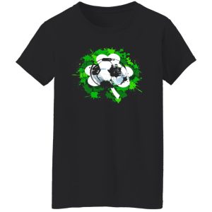 Green Splashes with Shamrock Leave and Soccer Ball for Football Lover Shirt