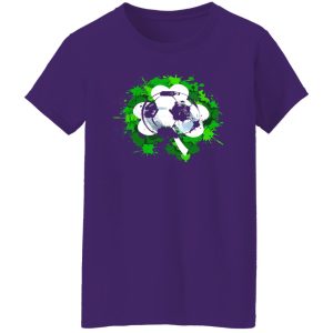 Green Splashes with Shamrock Leave and Soccer Ball for Football Lover Shirt