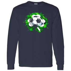 Green Splashes with Shamrock Leave and Soccer Ball for Football Lover Shirt