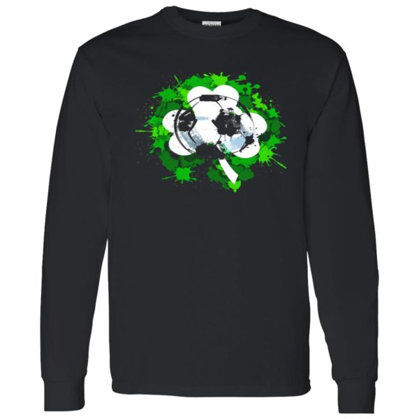 Green Splashes with Shamrock Leave and Soccer Ball for Football Lover Shirt