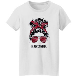 Falcons Life Messy Bun Girl With Headband And Glasses Atlanta Falcons for Shirt