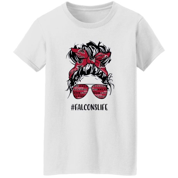 Falcons Life Messy Bun Girl With Headband And Glasses Atlanta Falcons for Shirt