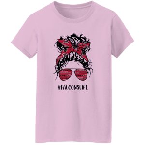 Falcons Life Messy Bun Girl With Headband And Glasses Atlanta Falcons for Shirt