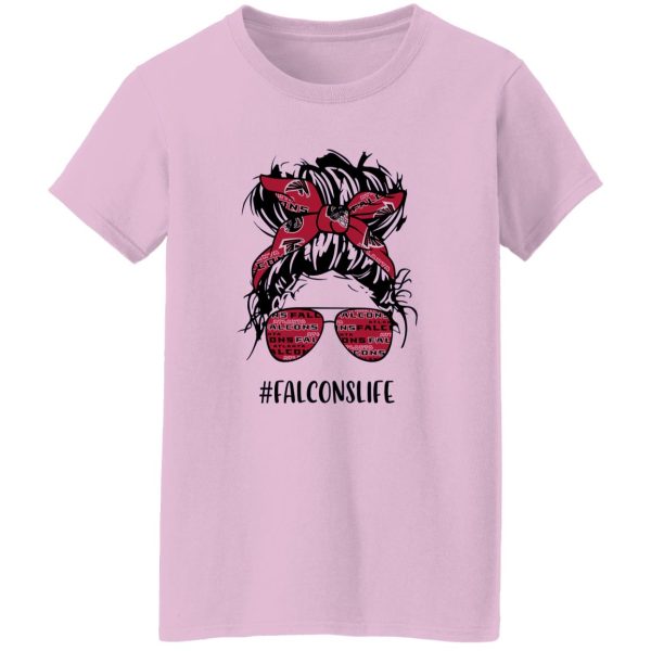 Falcons Life Messy Bun Girl With Headband And Glasses Atlanta Falcons for Shirt