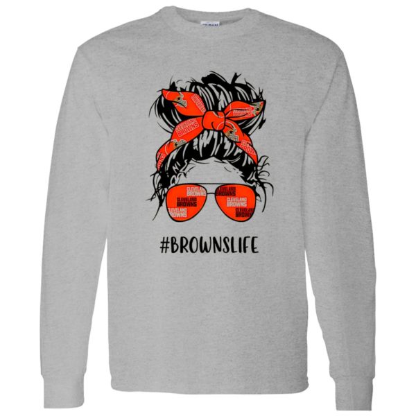 Browns Life Cleveland Browns Messy Bun Girl With Headband And Glasses for Shirt