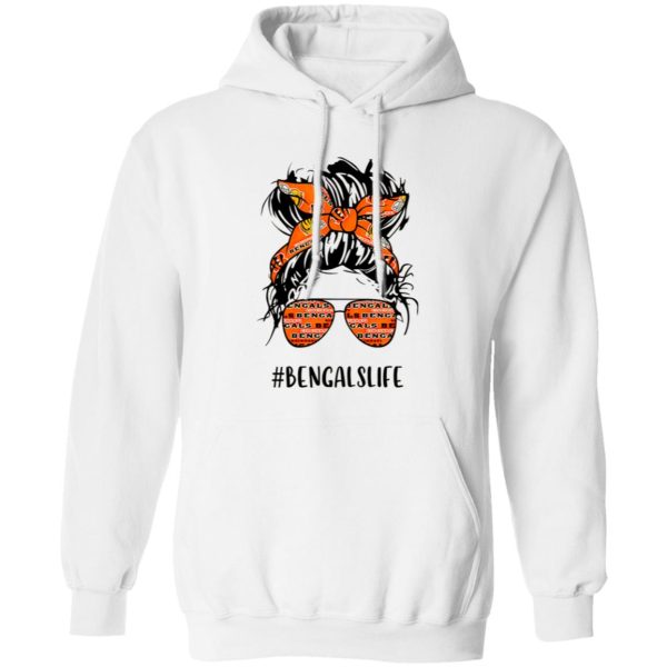 Bengals Life Cincinnati Bengals Messy Bun Girl With Headband And Glasses for Shirt