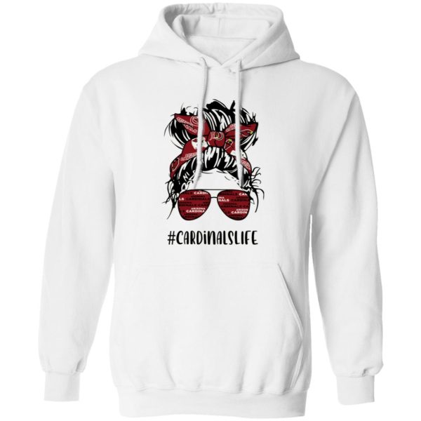 Cardinals Life Messy Bun Girl With Headband And Glasses Arizona Cardinals Shirt