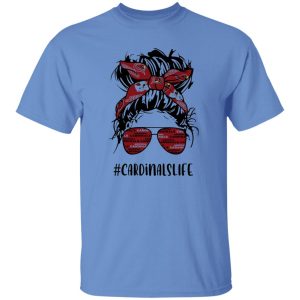 Cardinals Life Messy Bun Girl With Headband And Glasses Arizona Cardinals Shirt